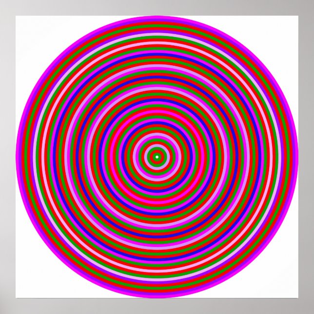 Op Art Homage to CT Multicolor Concentric Circles Poster (Vorne)