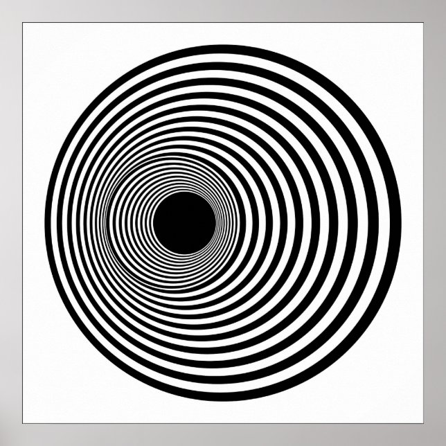 Op Art Horizontal Circles Black and White 01 Poster (Vorne)
