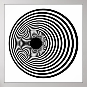 Op Art Horizontale Kreise Schwarz und Weiß 01 Poster