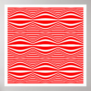 Op Art Lines and Spheres 01 - Rot und Weiß Poster