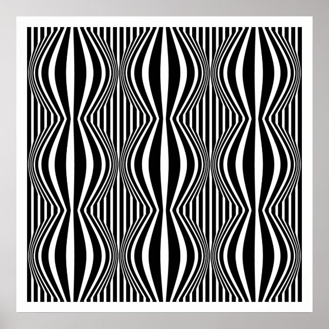 Op Art Lines and Spheres 02 - Schwarz/Weiß Poster (Vorne)