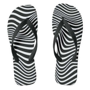 Op-Art Muster mit schwarz-weiß gewellten Linien Flip Flops