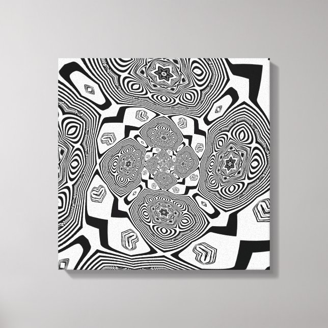 Op art schwarz-weiß wirbeln leinwanddruck (Vorderseite)