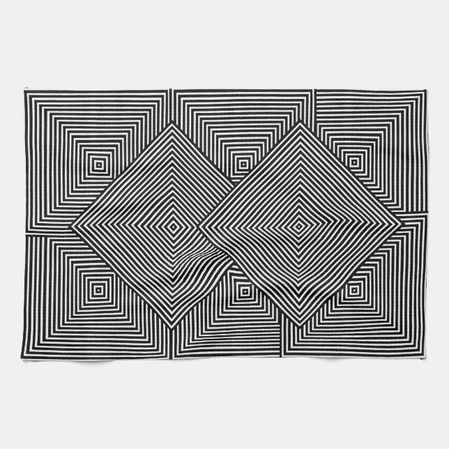 Op Art Squares Geschirrtuch (Horizontal)