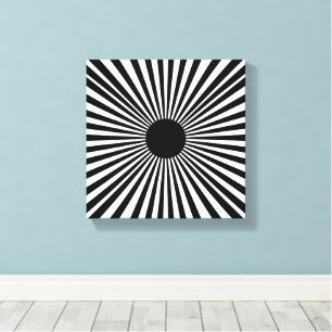 Op Art Sunburgh - Abstraktes Schwarz-Weiß-Poster Leinwanddruck