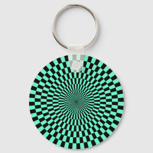 Op Art - Türkis und Schwarz Schlüsselanhänger