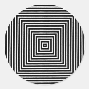 Op Art Visuell Black and White Squares Runder Aufkleber