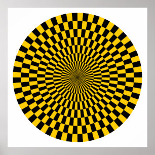 Op Art Wheel - Amber und Schwarz Poster