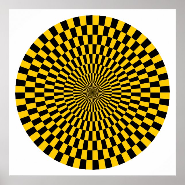 Op Art Wheel - Amber und Schwarz Poster (Vorne)