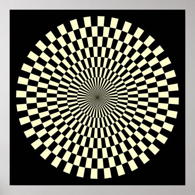 Op Art Wheel - Cream und Black Poster (Vorne)