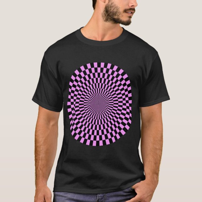 Op Art Wheel - Light Violet und Black T-Shirt (Vorderseite)