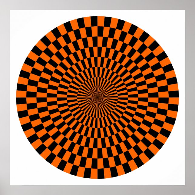 Op Art Wheel - Orange und Schwarz Poster (Vorne)