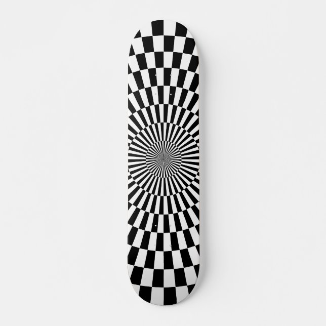 Op Art Wheel - Schwarz und Weiß Skateboard (Vorne)