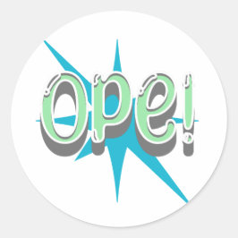 Op, Funny Midwest Slang | Retro grün und blau Runder Aufkleber