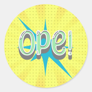 Op, Funny Midwest Slang Retro grün und blau Runder Aufkleber