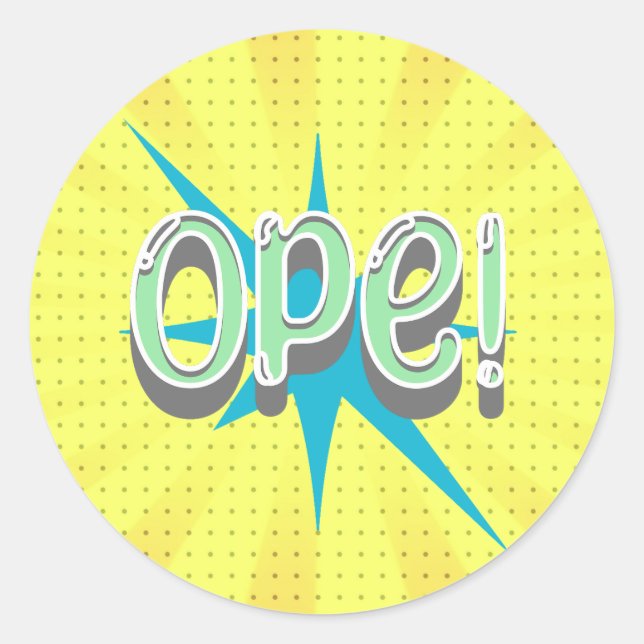 Op, Funny Midwest Slang | Retro grün und blau Runder Aufkleber (Vorderseite)