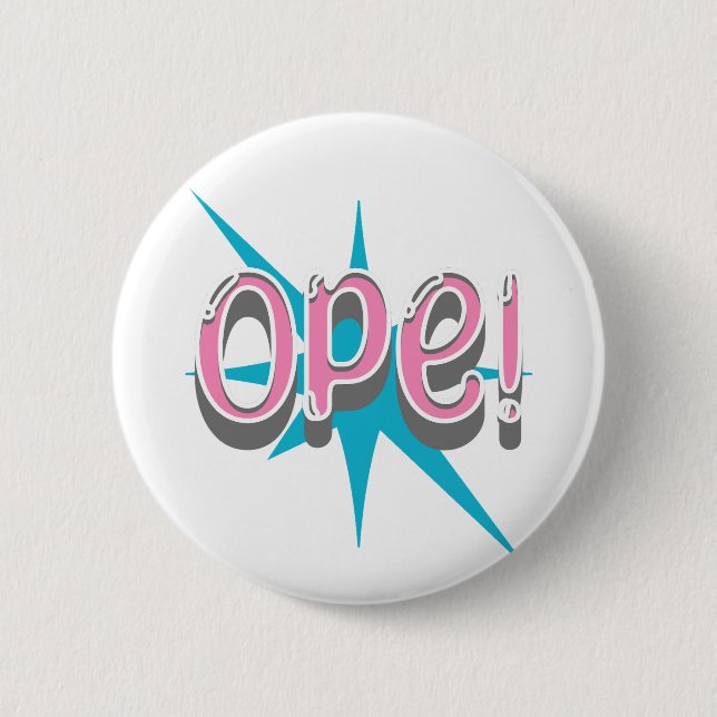 Op, Funny Midwest Slang | Retro Rosa und Blau Button (Vorderseite)