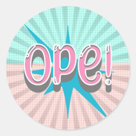 Op, Funny Midwest Slang | Retro Rosa und Blau Runder Aufkleber