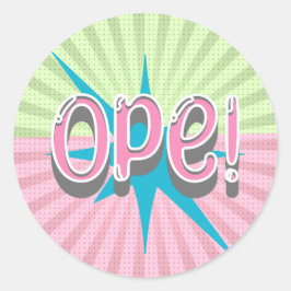 Op, Funny Midwest Slang | Retro Rosa und Blau Runder Aufkleber