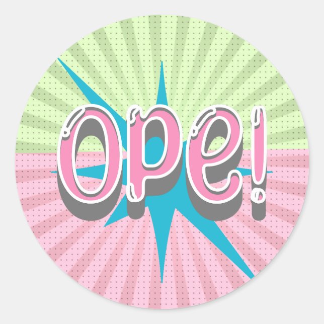 Op, Funny Midwest Slang | Retro Rosa und Blau Runder Aufkleber (Vorderseite)