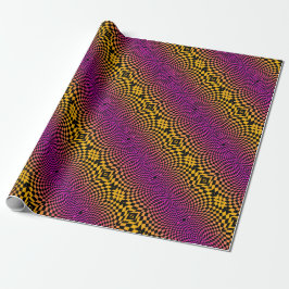 OP-Kunst grelles Lila, Gold und Schwarzes Geschenkpapier
