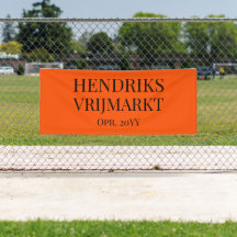 Op Maat Oranje Vrijmarkt-Banner | Schwarzer Text -