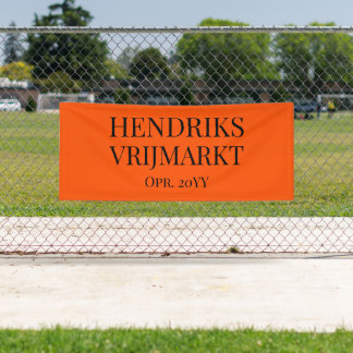 Op Maat Oranje Vrijmarkt-banner | Zwarte tekst -  Banner