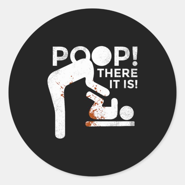 Op There It Is Mom Dad Baby Diaper Changing Funny  Runder Aufkleber (Vorderseite)
