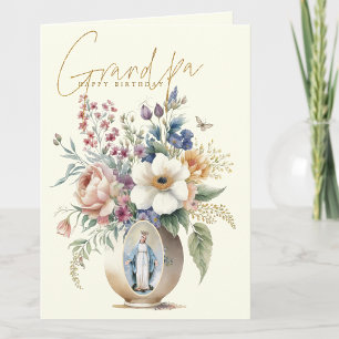 Opa Alles Gute zum Geburtstag Floral Religiös Dankeskarte