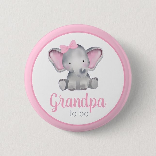 Opa als Elephant Girl Baby Shooting Button (Vorderseite)