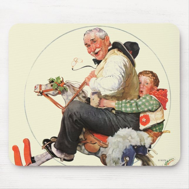 Opa auf Schaukelpferd Mousepad (Vorne)