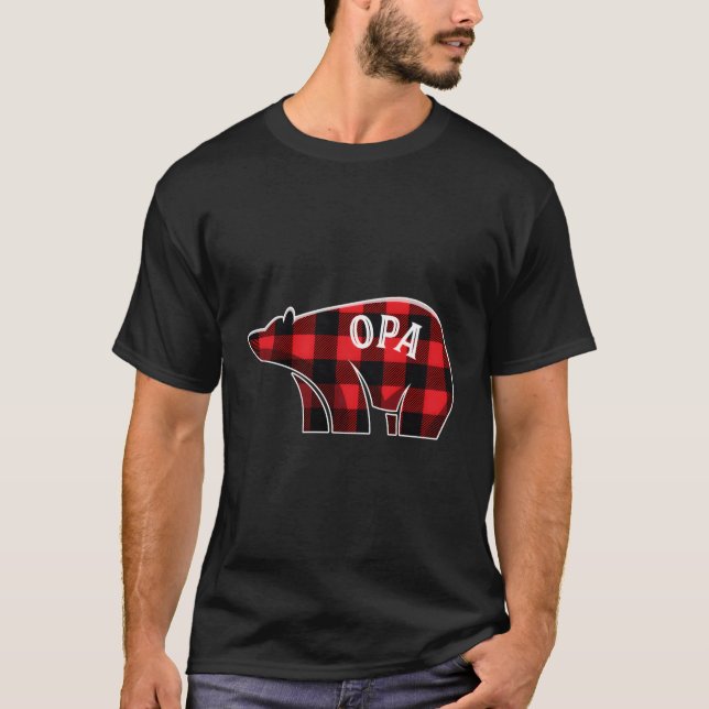 Opa Bär Karierte Familie Matching Pajama Xmas Gesc T-Shirt (Vorderseite)
