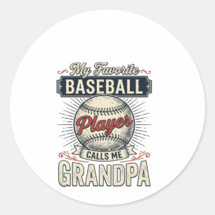 Opa Baseball Vintage Gravur Shirt Design_1 Runder Aufkleber
