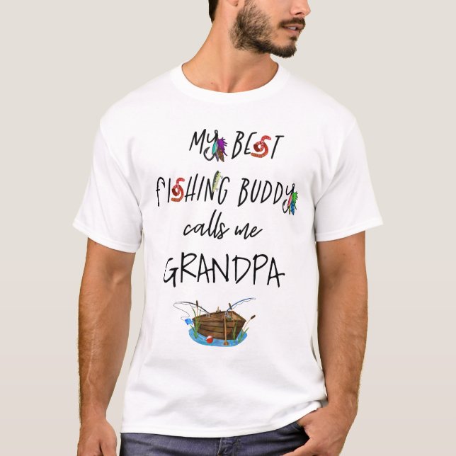 Opa Best Fishing Buddy w Boat Fishing Rod T-Sh T-Shirt (Vorderseite)
