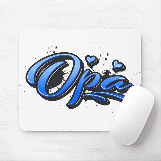 Opa blue Heart Graffiti Mousepad (Mit Mouse)