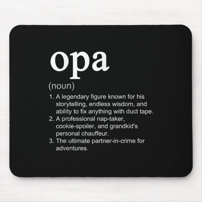 Opa Definition Lustig Cool Substantiv  Mousepad (Vorne)