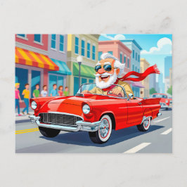 Opa, der ein umbaubares Auto fährt Feiertagspostkarte