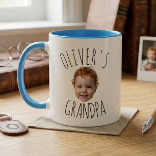 Opa-Design mit Babygesicht-Foto und Namen Tasse