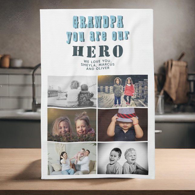 Opa, du bist unser Helden 6 FotoCollage Geschirrtuch (Von Creator hochgeladen)
