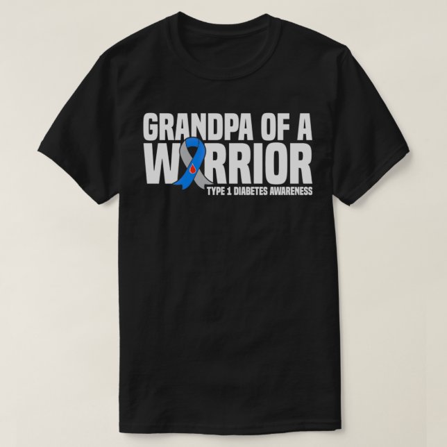 Opa eines Kriegers Typ 1 Diabetes Awareness Pul T-Shirt (Design vorne)
