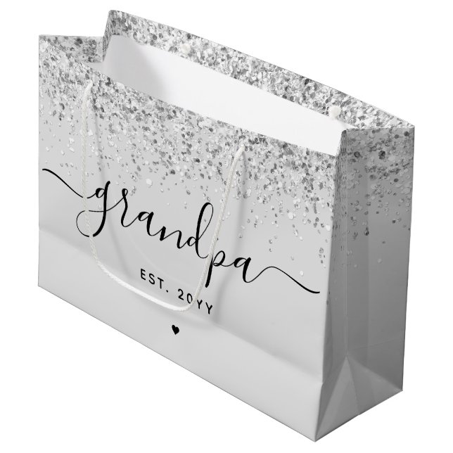 Opa Est Glitzer Confetti Custom Großoper Geschenke Große Geschenktüte (Vorderseite Schrägansicht)