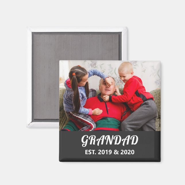 Opa Established Foto Fette Weiße Typografie Magnet (Vorderseite/Rückseite)