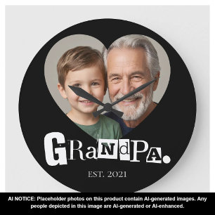 Opa Established Foto-Geschenk für Großvater Große Wanduhr