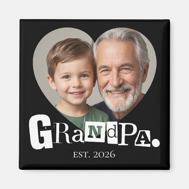 Opa Established Foto-Geschenk für Großvater Magnet (Vorne)