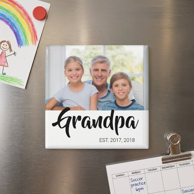 Opa Established Foto Geschenk Magnet (Grandpa Established Photo Gift Magnet)