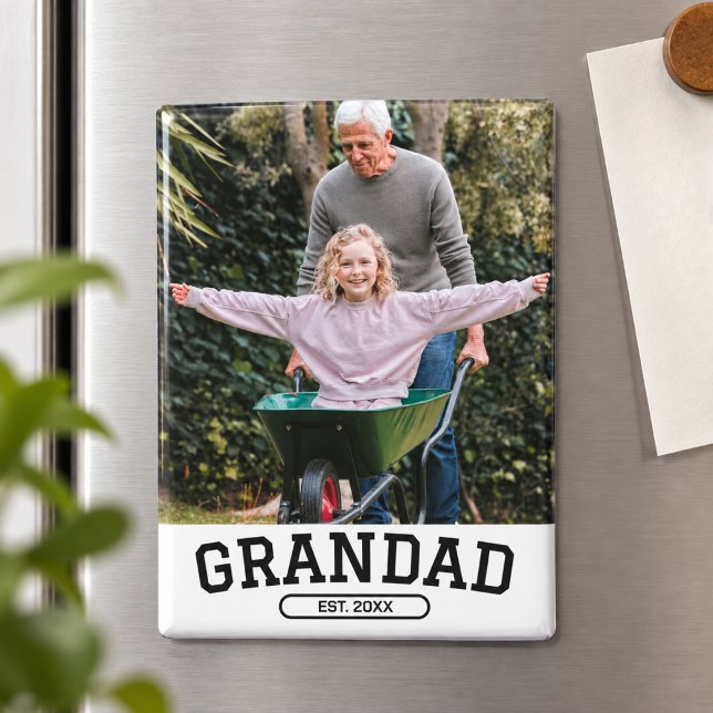 Opa Established Foto Neues Opa-Geschenk Magnet (Grandad Established Photo New Grandpa Gift)