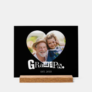 Opa Established Großvater Herz Foto Geschenk Acrylschild