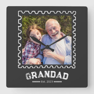 Opa Established Moden White Typography Foto Quadratische Wanduhr