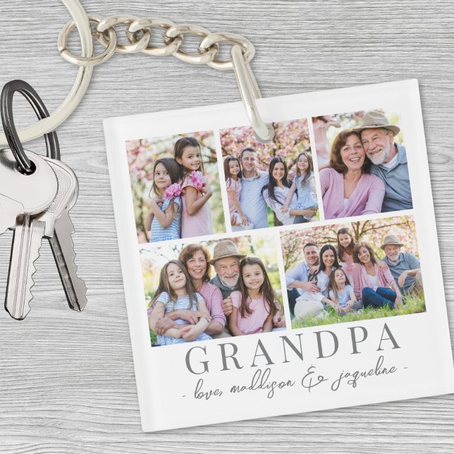 Opa-FotoCollage Schlüsselanhänger (Grandpa Photo Collage Keychain)