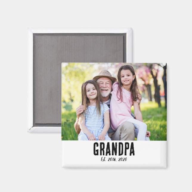 Opa gegründet Foto-Geschenkmagnet Magnet (Vorderseite/Rückseite)